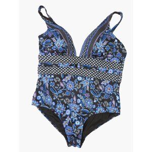 Swimsuits For All Womens Plus 20 Plunge One Piece Swimsuit Black Blue Swimwear